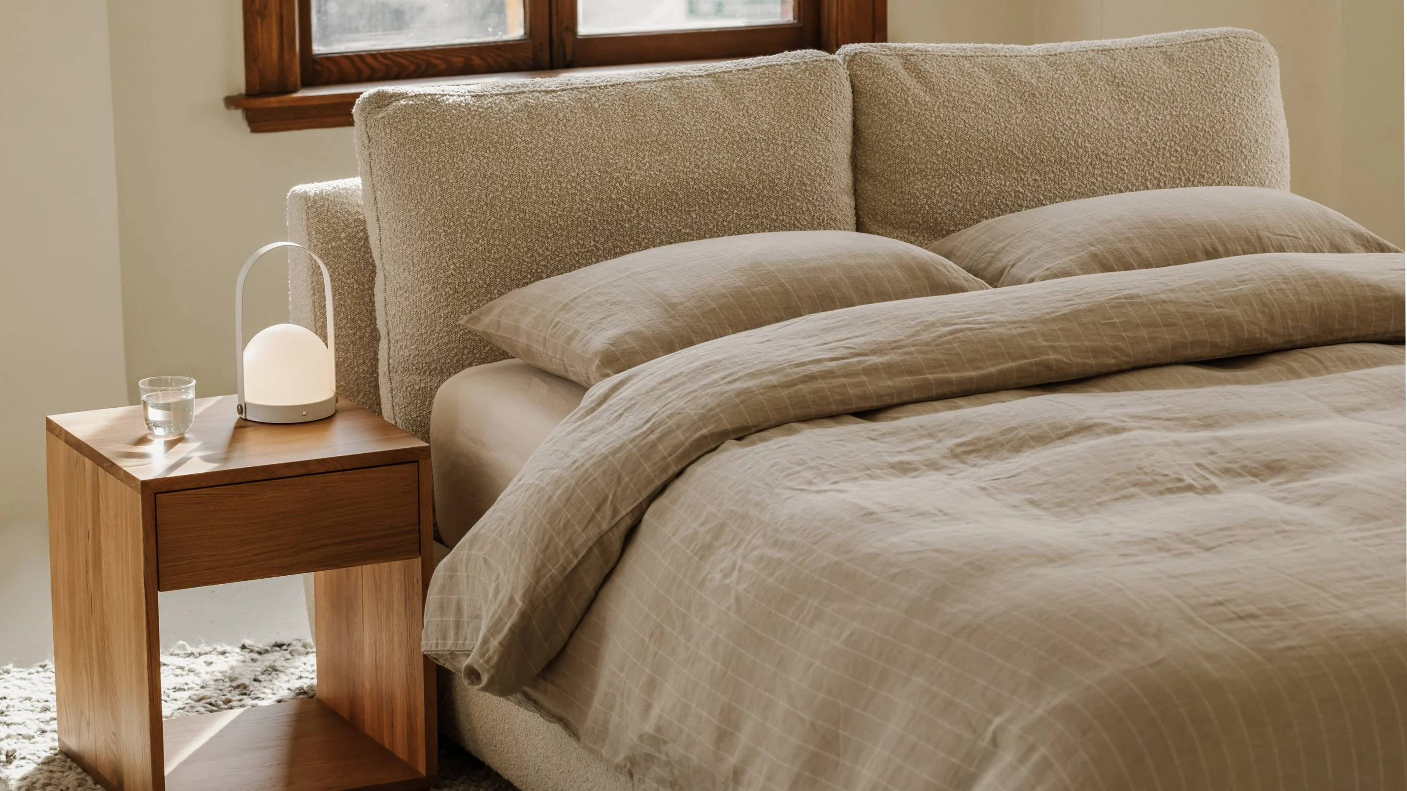 Cloud Bed with Storage, King, Cream Boucle - Image 12