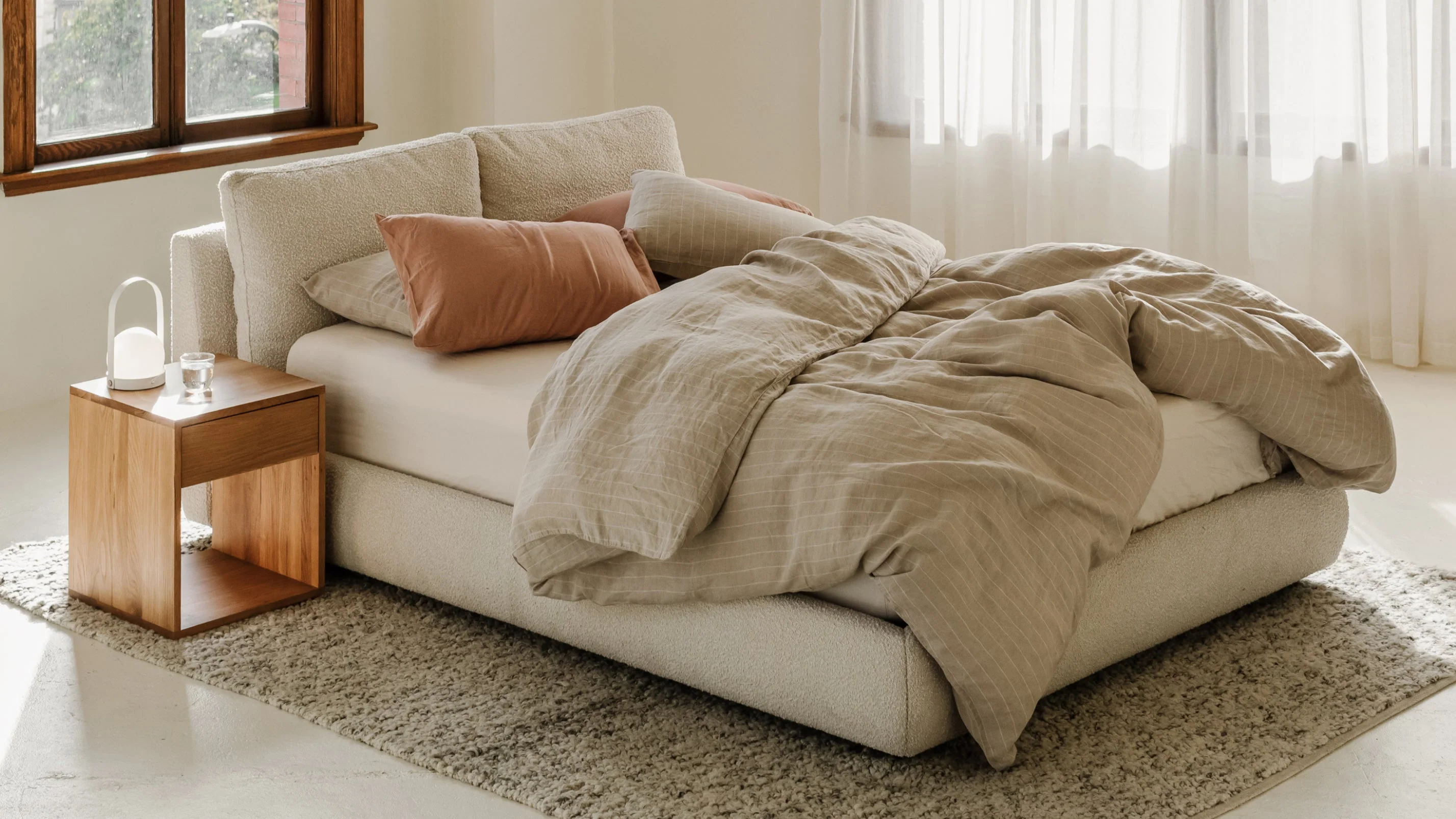 Cloud Bed with Storage, Queen, Cream Boucle - Image 3