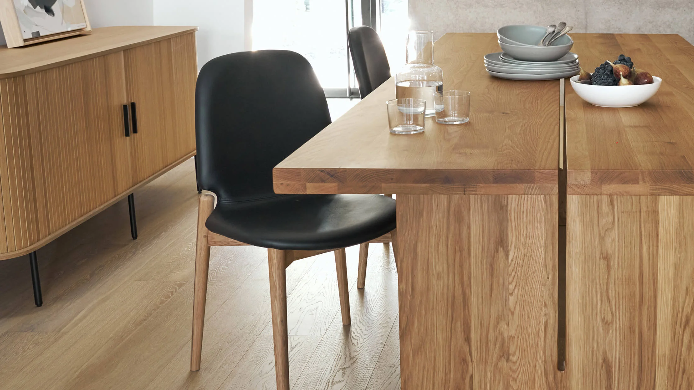 Dine In Dining Chair (Set of Two), Oak/Black Leather - Image 3