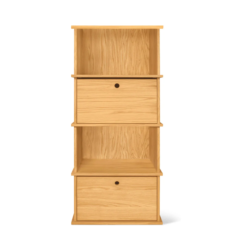Keep Stacking Storage System 4-Piece Tall, Open and Closed, White Oak