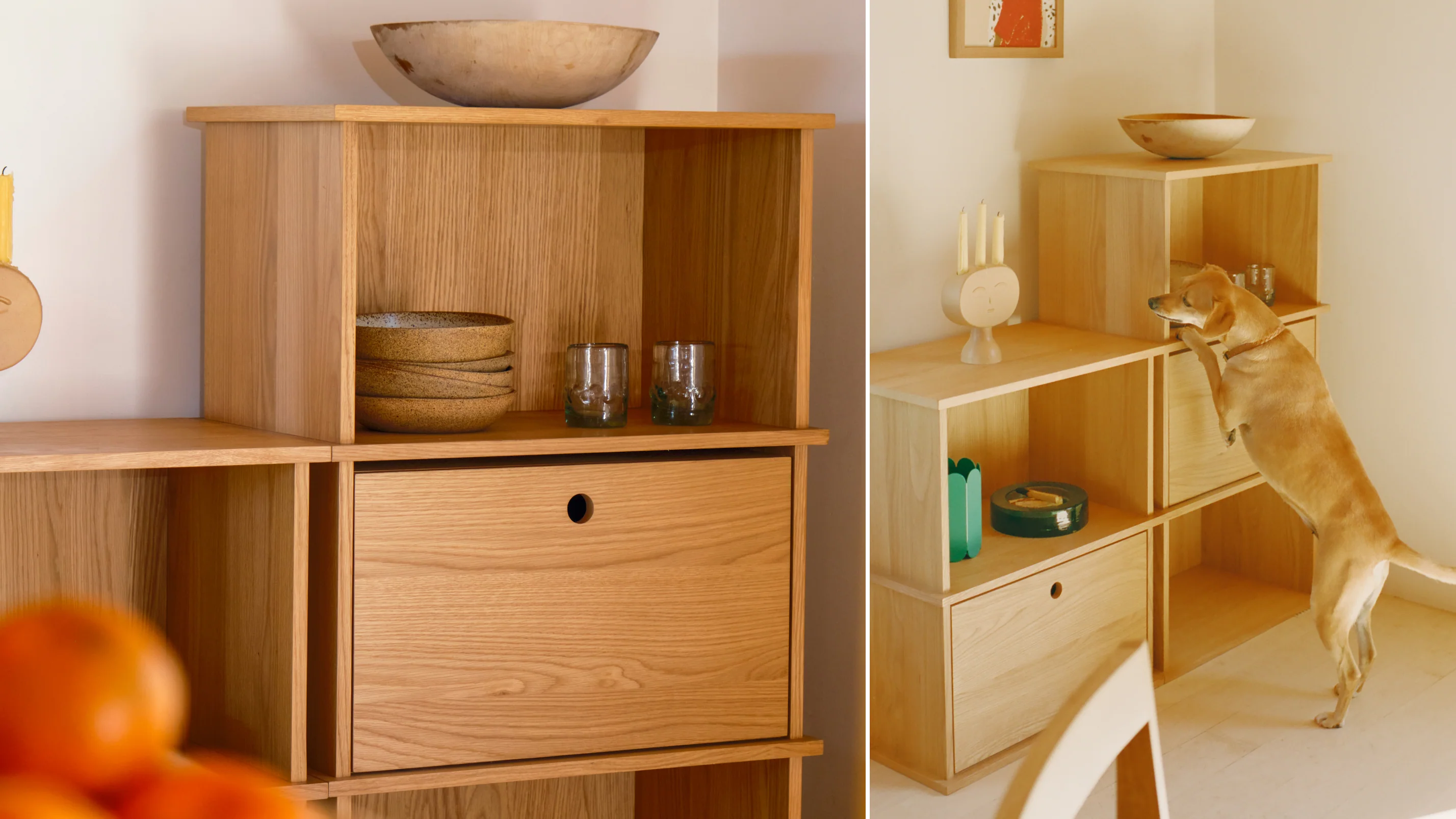 Keep Stacking Storage System 4-Piece Tall, Open and Closed, White Oak - Image 3