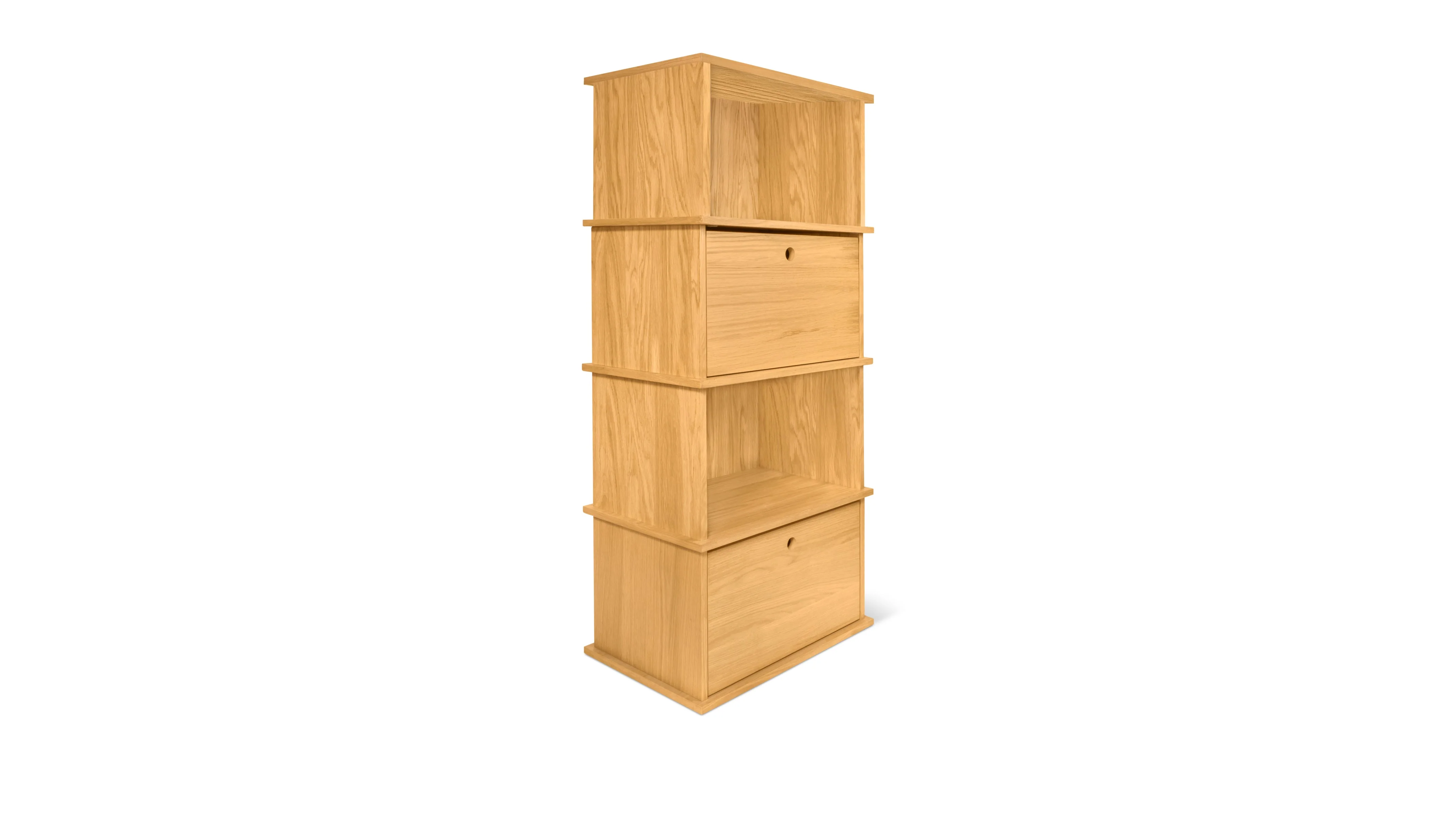 Keep Stacking Storage System 4-Piece Tall, Open and Closed, White Oak - Image 5