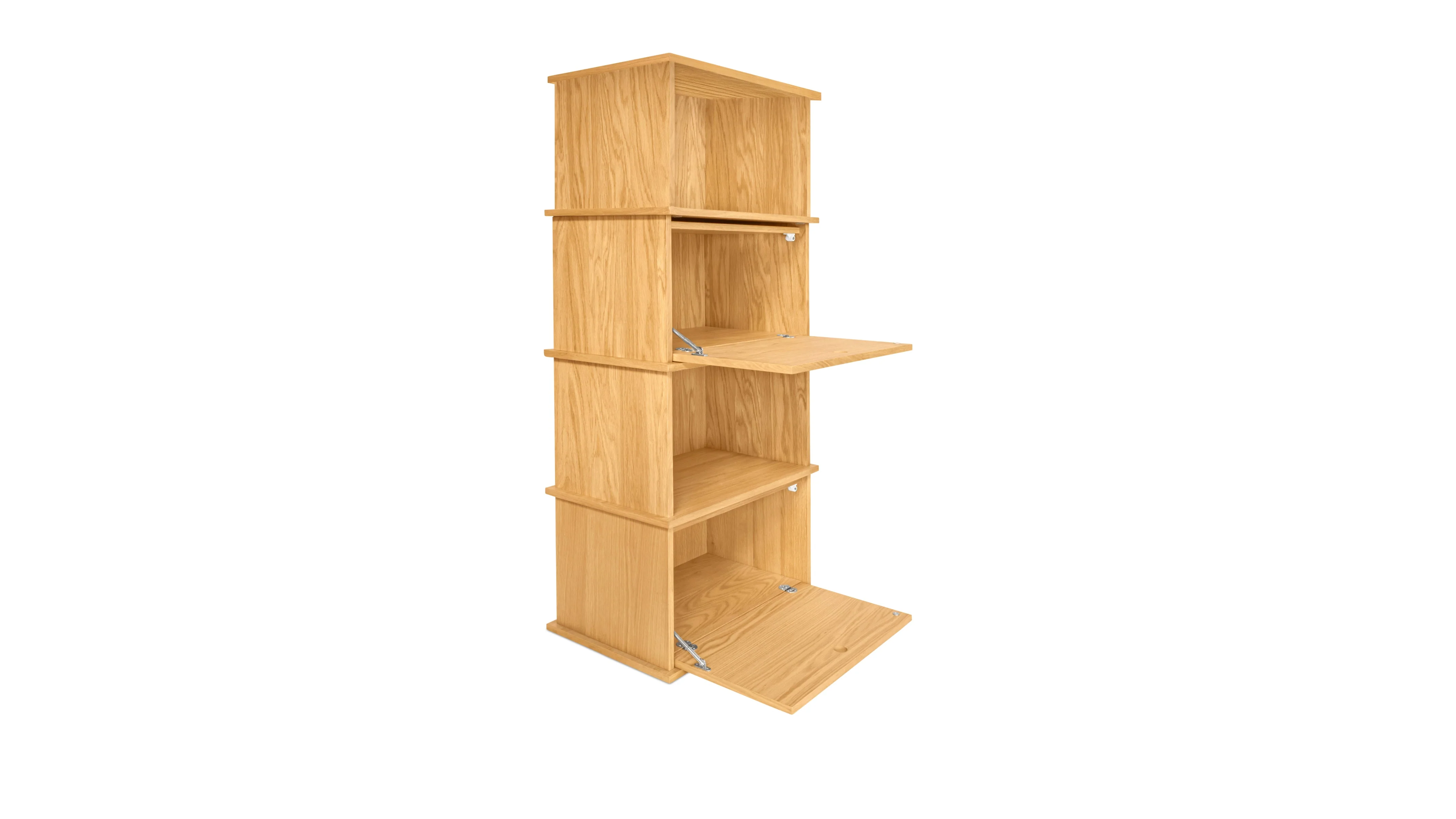 Keep Stacking Storage System 4-Piece Tall, Open and Closed, White Oak - Image 6
