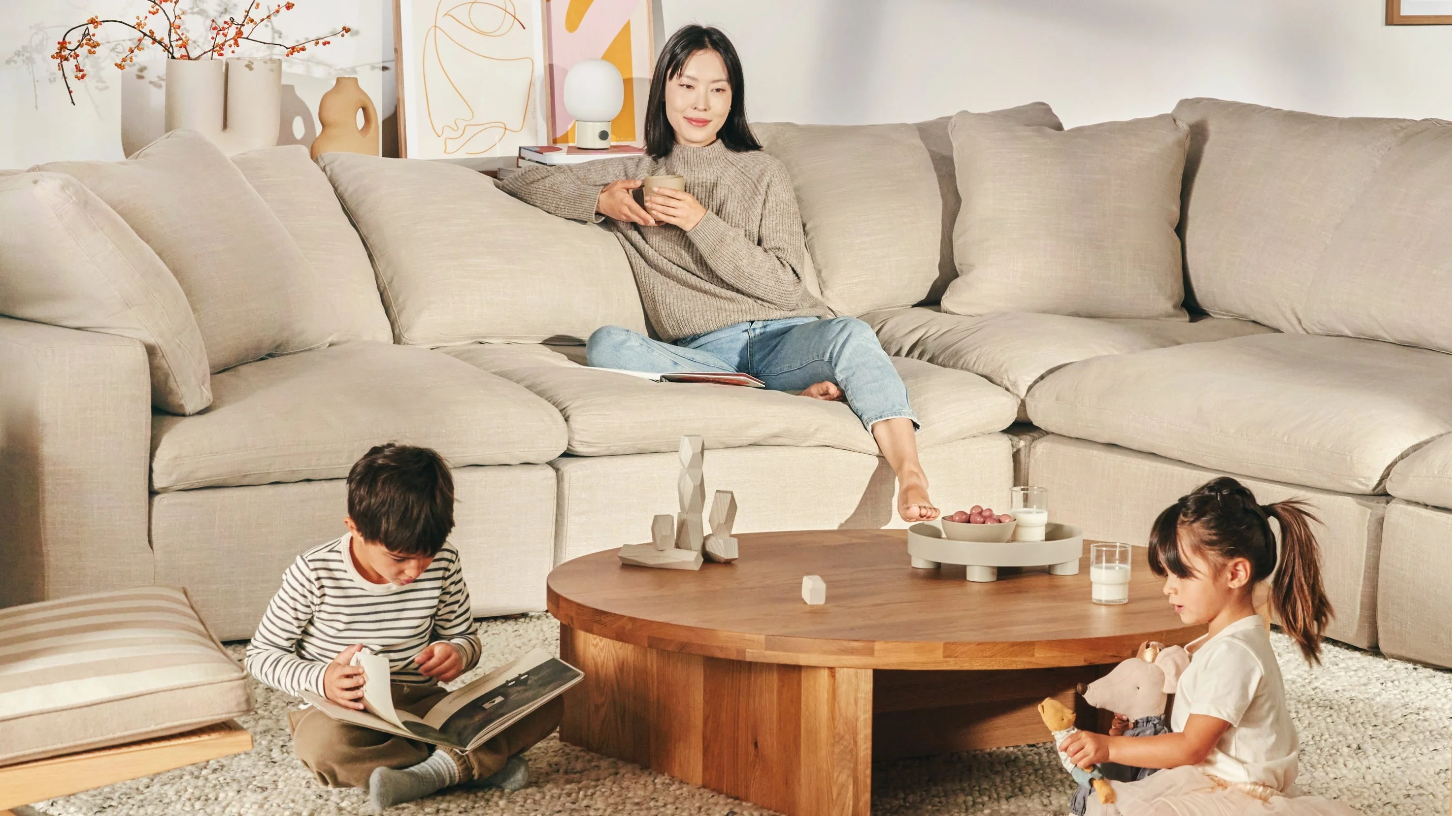 Movie Night™ 5-Piece Modular Sectional, Standard, Light Pebble - Image 8