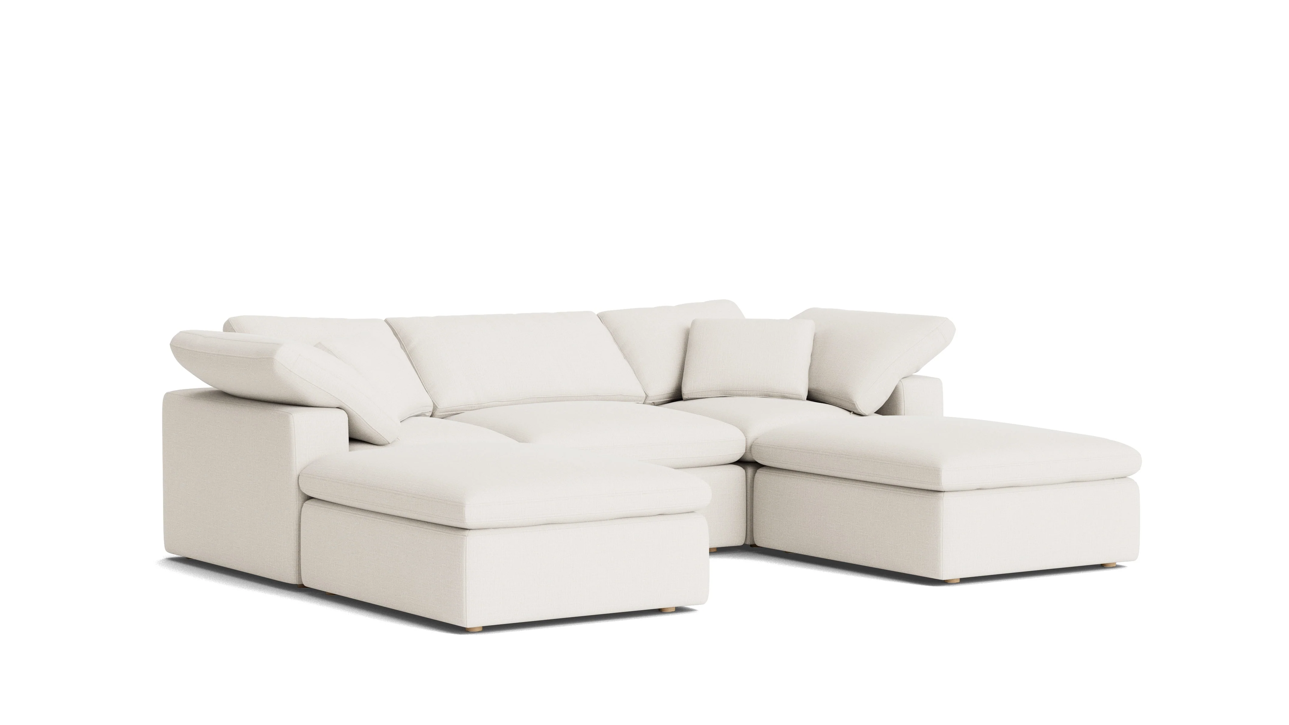 Movie Night™ 5-Piece Modular U-Shaped Sectional, Standard, Cream Linen - Image 4
