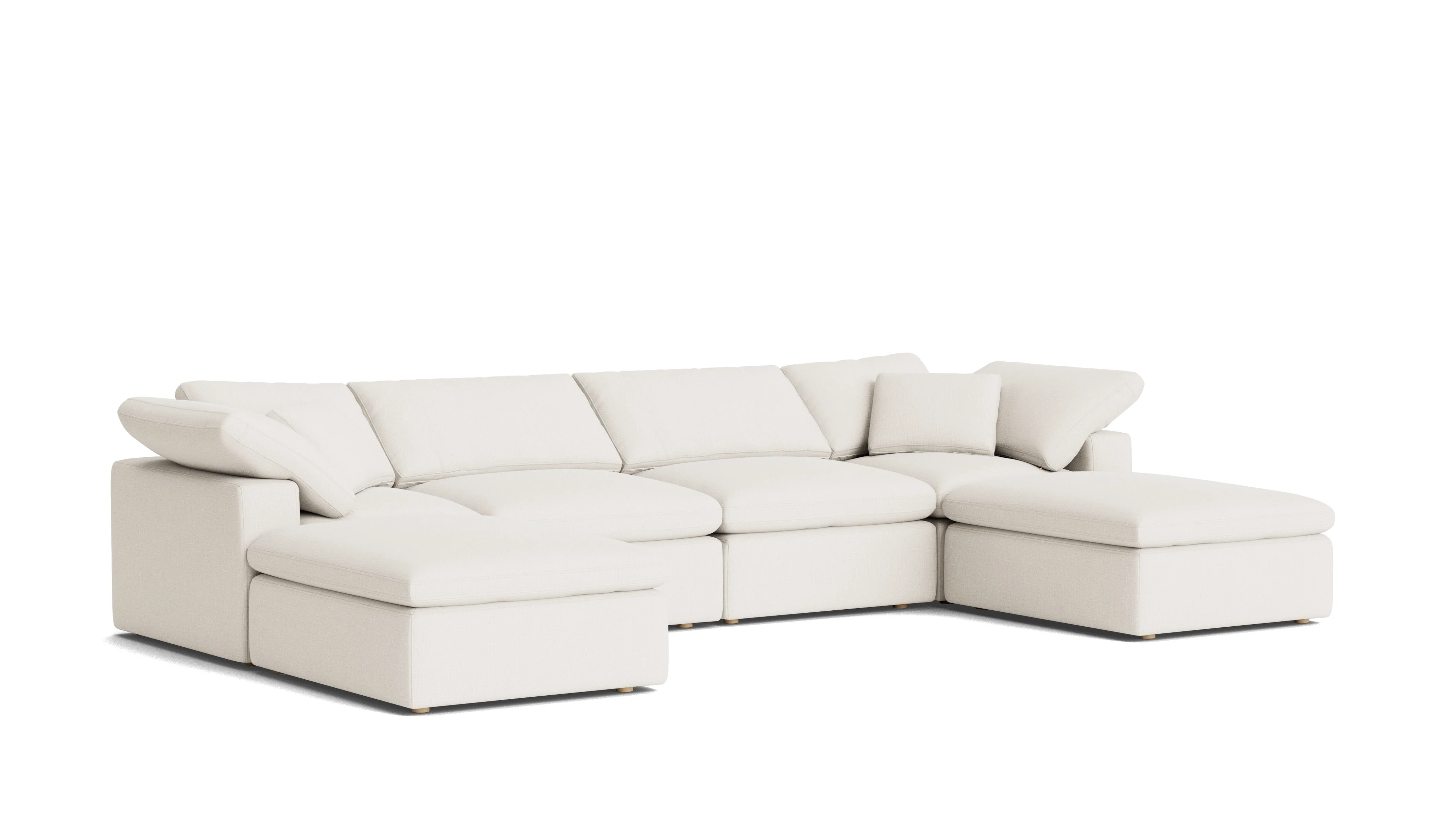 Movie Night™ 6-Piece Modular U-Shaped Sectional, Standard, Cream Linen - Image 4