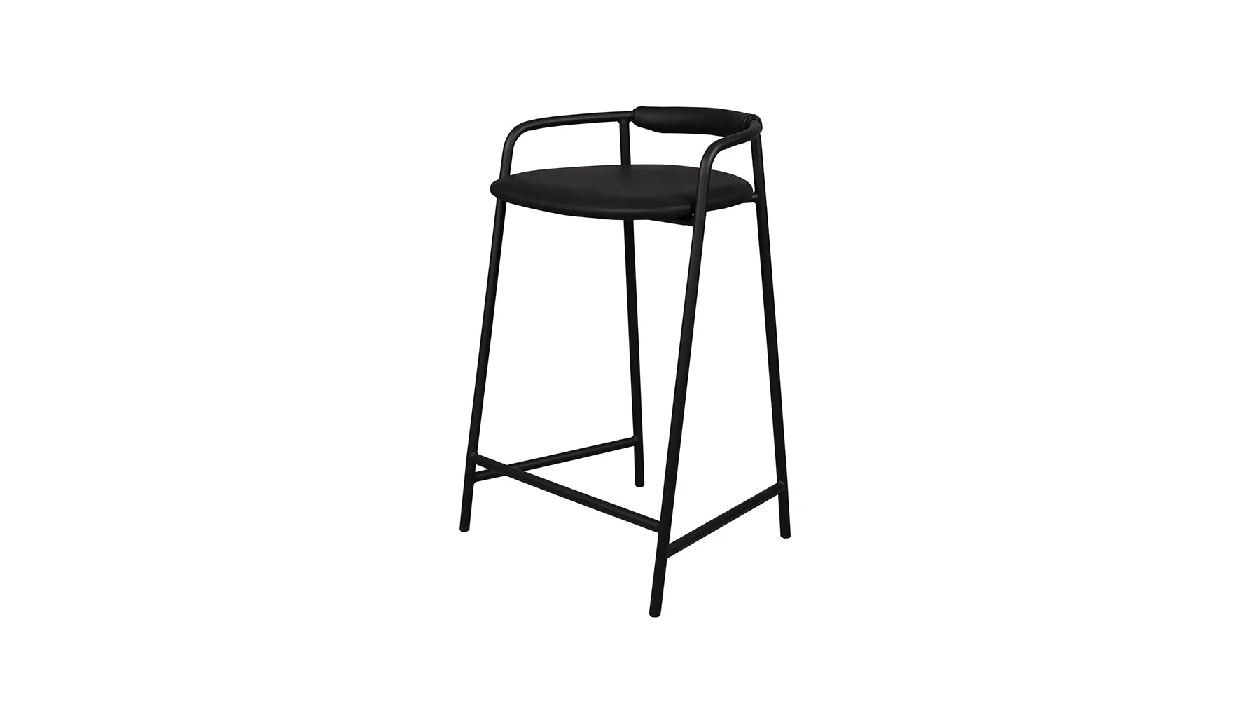 Slow Mornings Stool, Counter, Coal Leather/Black Metal - Image 4