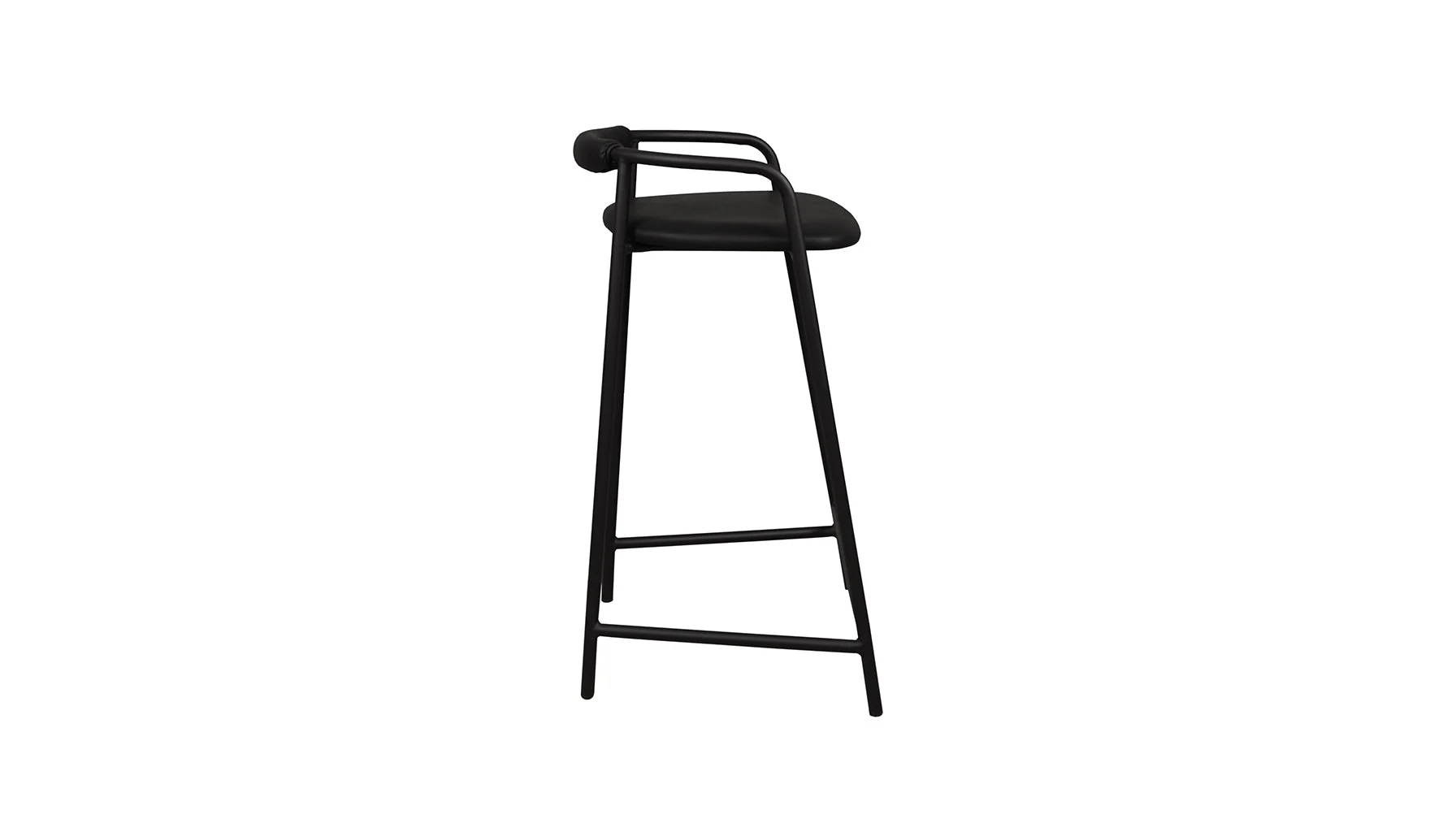 Slow Mornings Stool, Counter, Coal Leather/Black Metal - Image 5