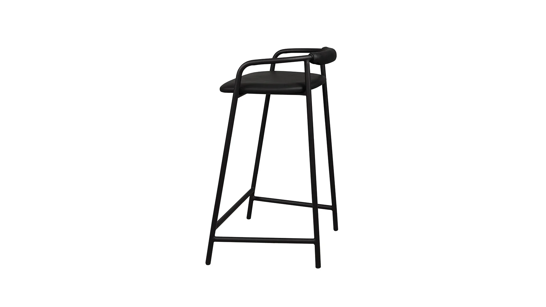 Slow Mornings Stool, Counter, Coal Leather/Black Metal - Image 6